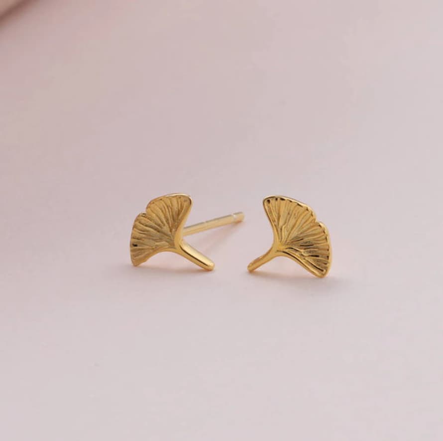 Attic Creations 'Best Wishes' Gingko Leaf Earrings - Gold