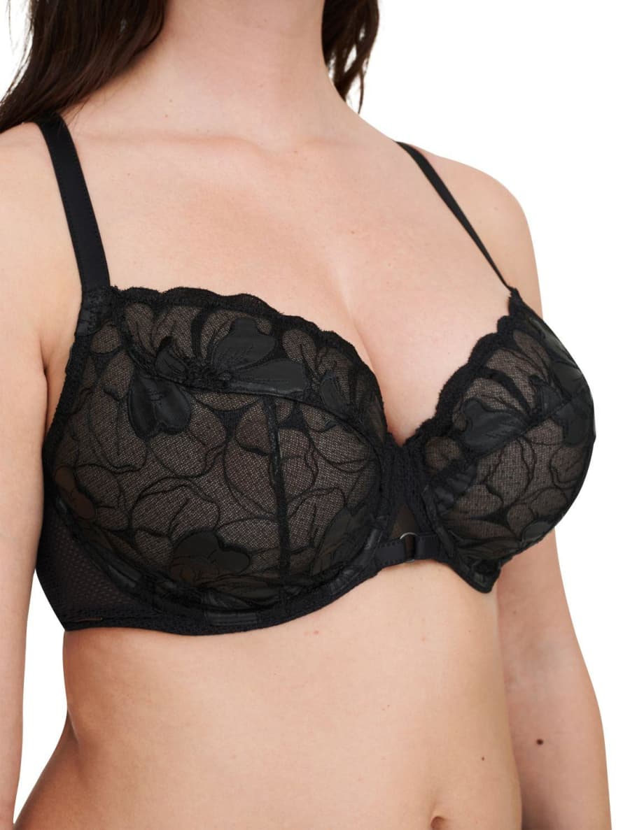 Chantelle 12Q1 Covering Underwired Bra In Leather Black