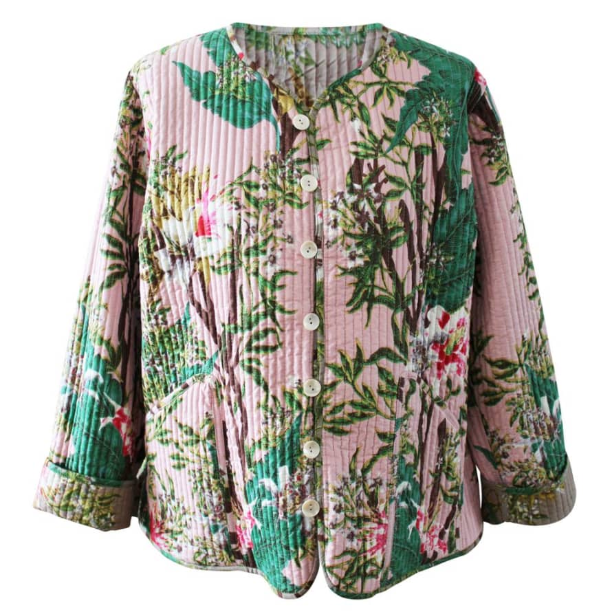 Powell Craft Pink Stargazer Lily/Grey Stargazer Lily Reversible Quilted Jacket