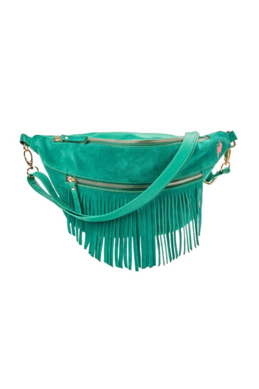 Scamp & Dude Green Fringed Bum Bag