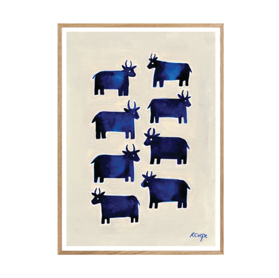 Rosanna Corfe A2 Blue Moo Cow Print