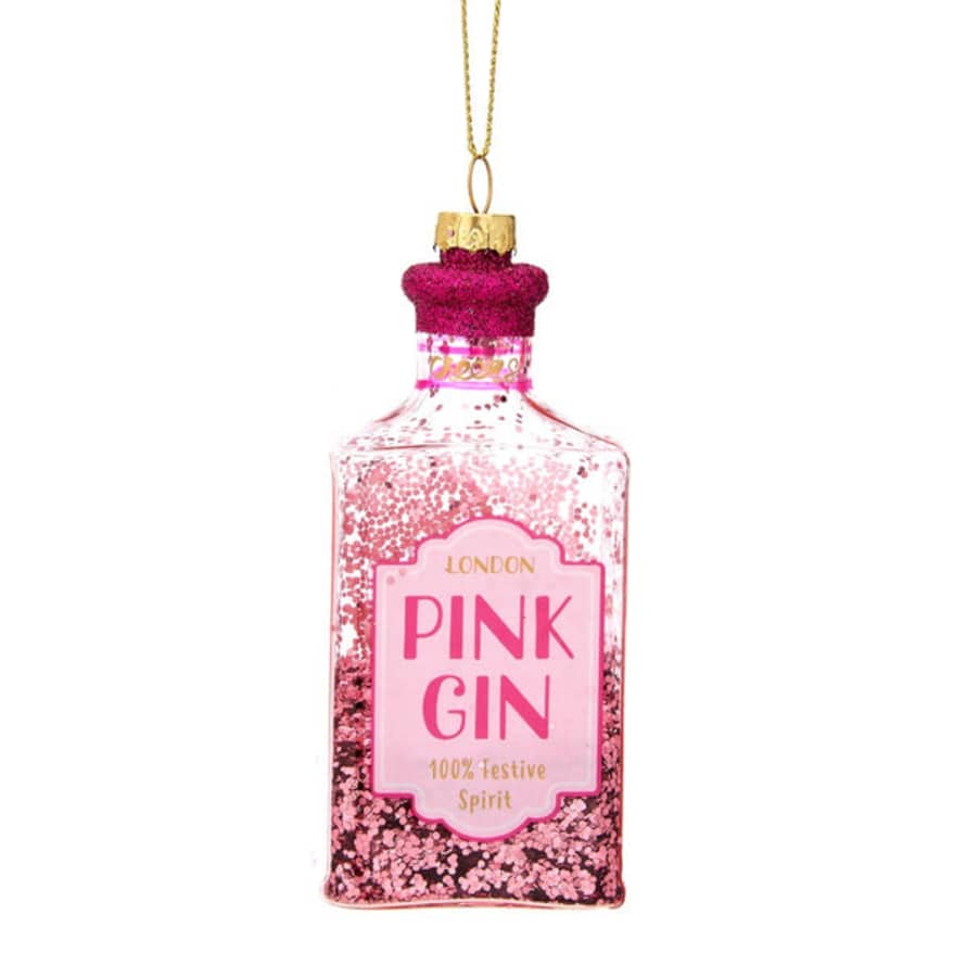 Sass & Belle  Christmas Cheer Pink Gin Shaped Bauble