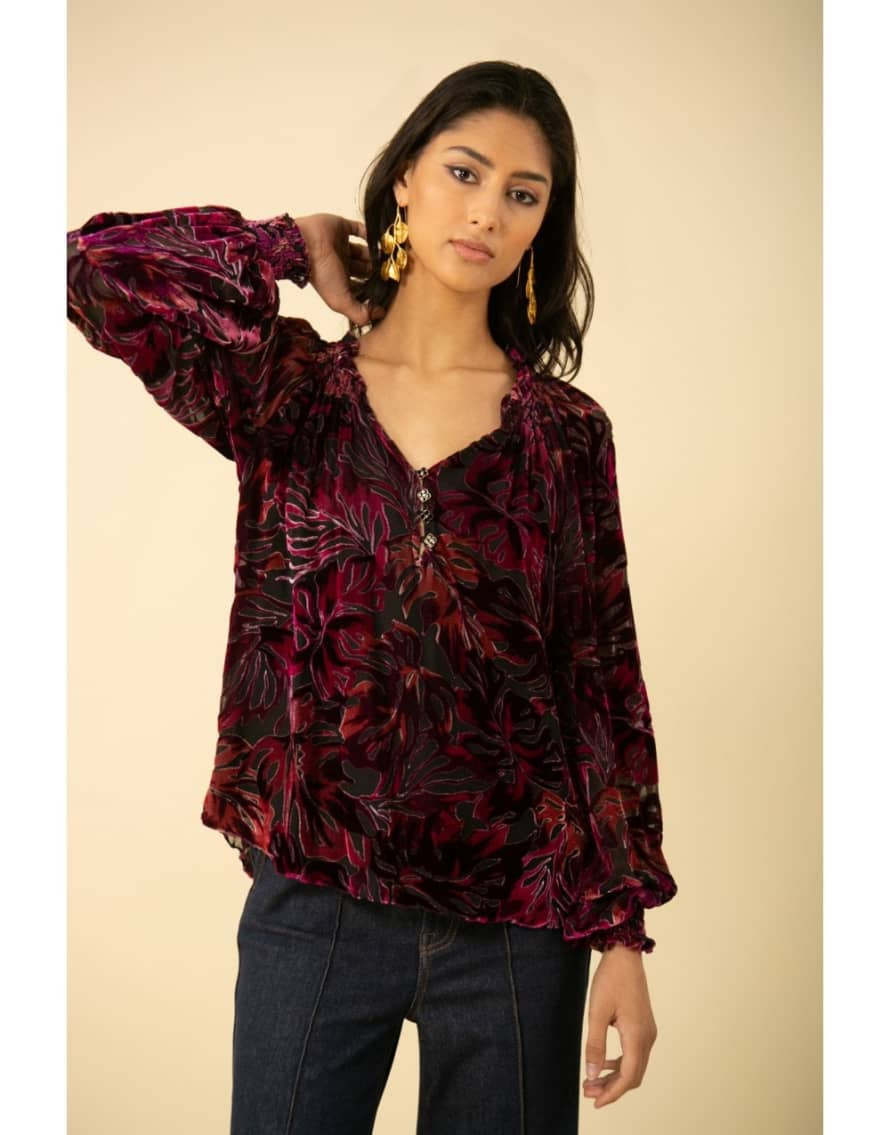 HALEBOB Halebob Pink Devore Detail Blouse Size: L, Col: Pink