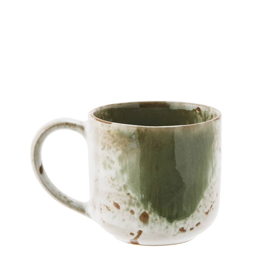 Madam Stoltz White and Green Stoneware Mug