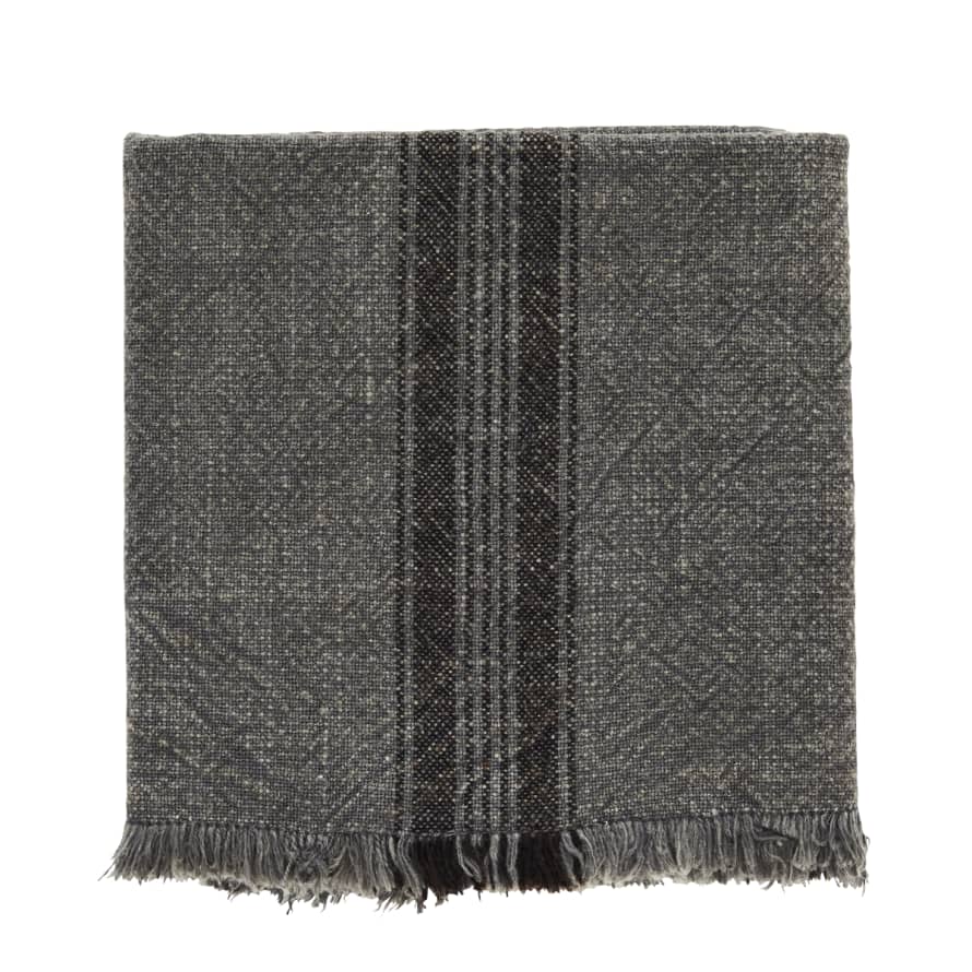 Madam Stoltz Dark Grey and Black Striped Tea Towel