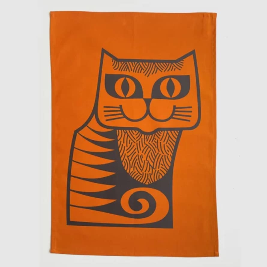 Magpie Orange Cat Hornsea Tea Towel