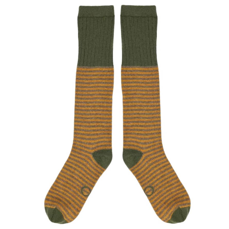 Catherine Tough Men's Mustard Stripe Lambswool Knee Socks