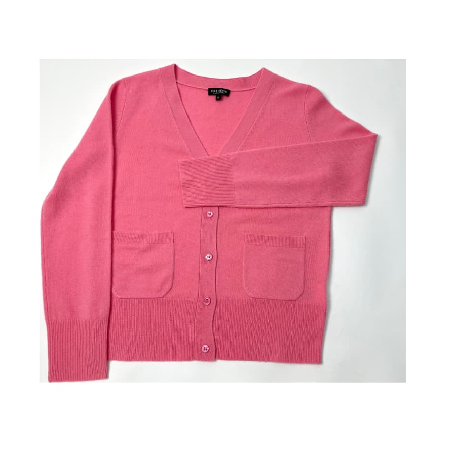 Estheme Cashmere Chewing Gum Pink Cashmere Cardigan - Pink, S