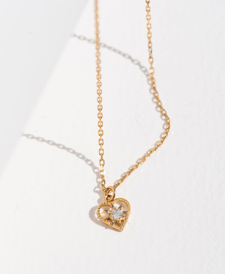 Zoe and Morgan  Kind Heart Gold White Zircon Necklace 