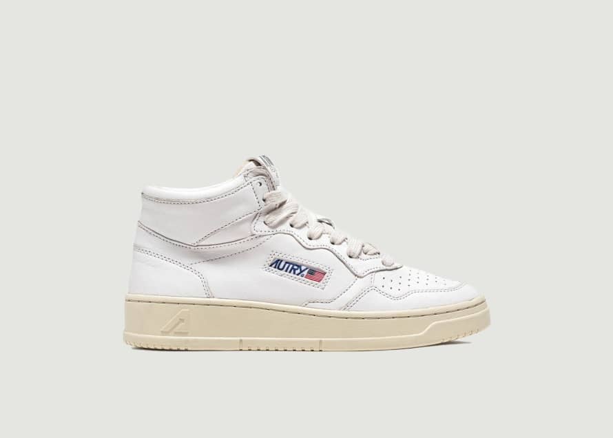 Autry Medalist High-Top Sneakers In White Leather