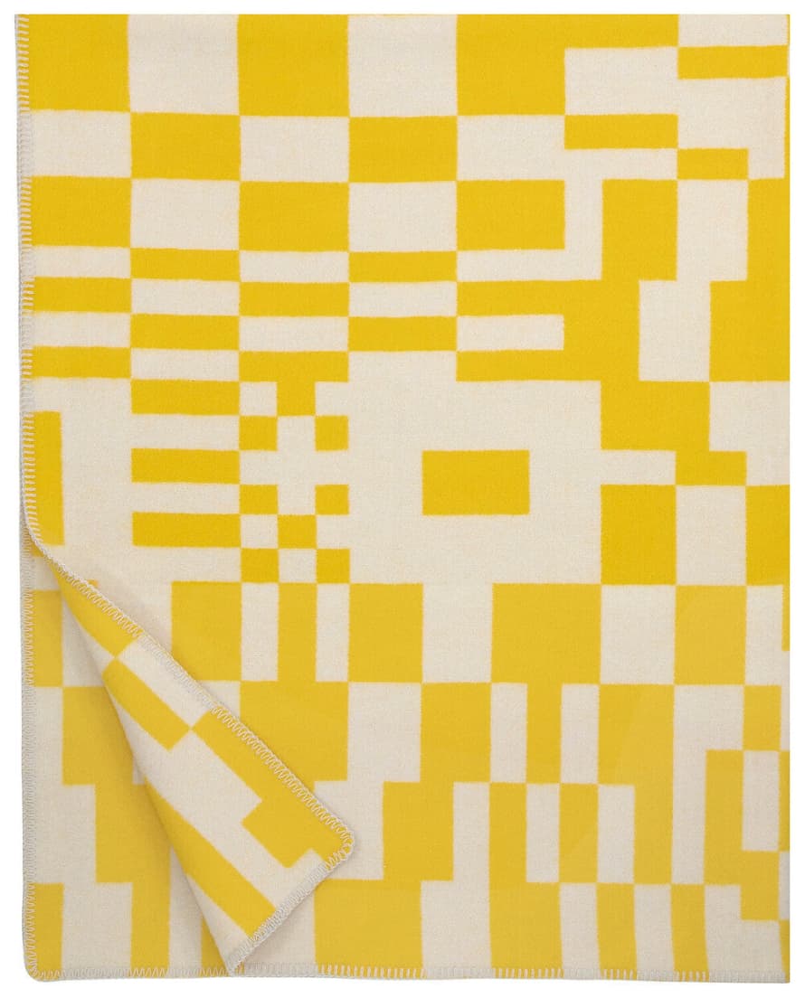 Lapuan Kankurit Koodi Wool Woven Blanket - Yellow/beige
