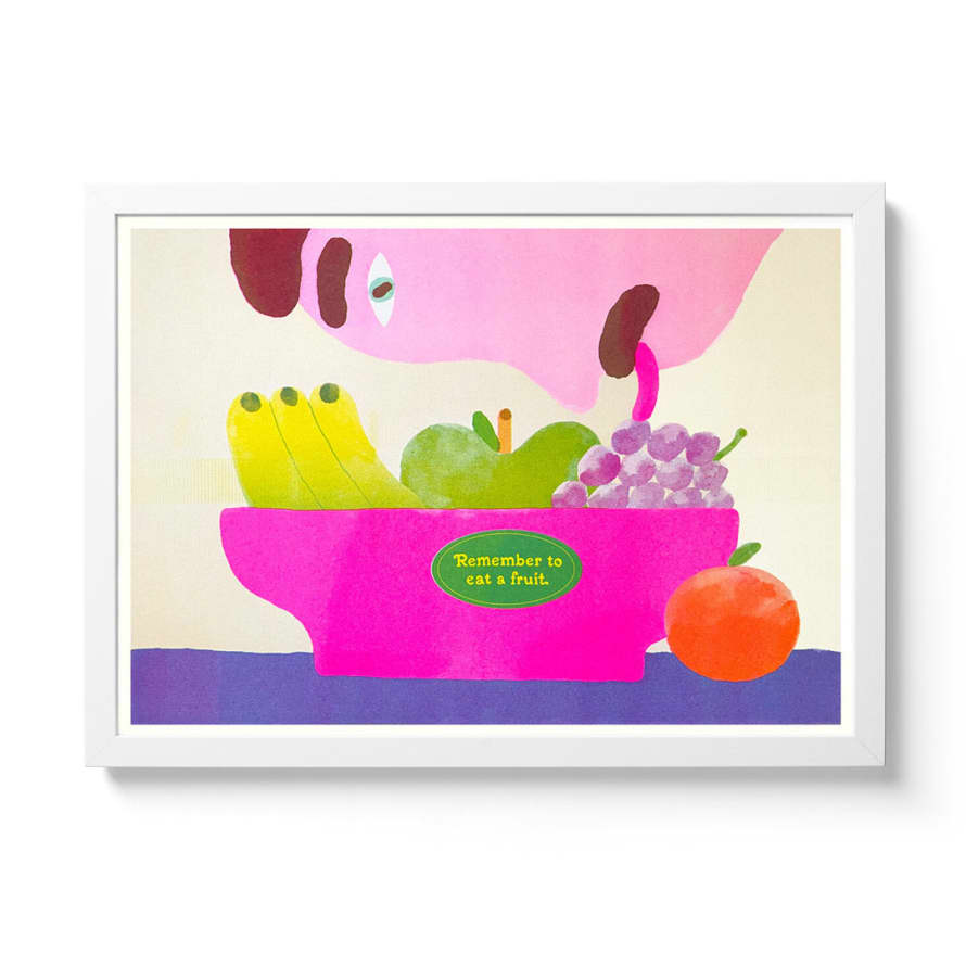 Tom Bingham Remember to Eat a Fruit A3 Framed Riso Print