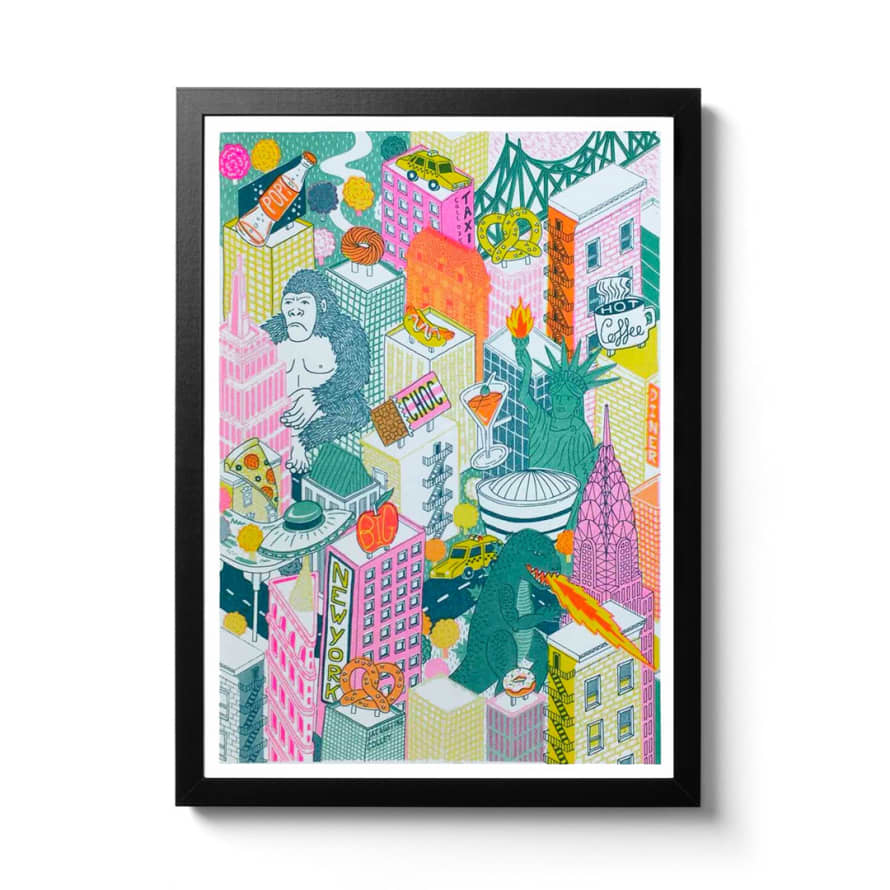 Jacqueline Colley NYC New York City A4 Framed Riso Print