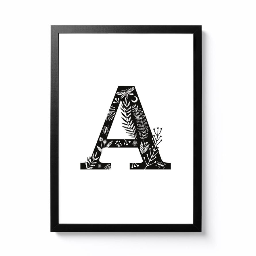 Maggie Magoo Designs A3 Folk Alphabet Letter A Framed Print