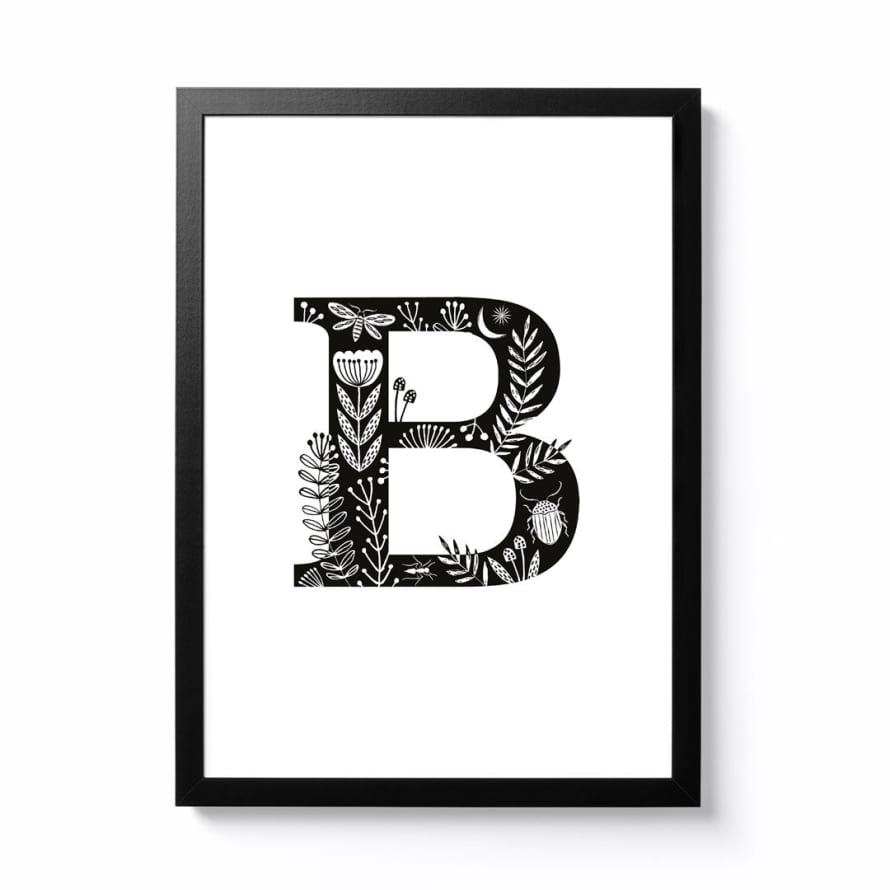 Maggie Magoo Designs A3 Folk Alphabet Letter B Framed Print