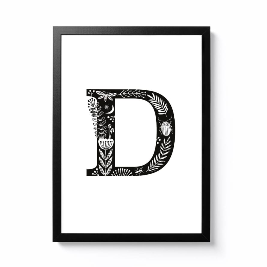 Maggie Magoo Designs A3 Folk Alphabet Letter D Framed Print