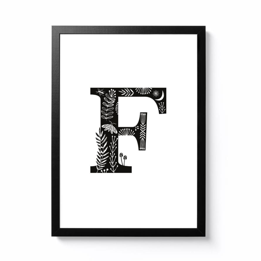 Maggie Magoo Designs A3 Folk Alphabet Letter F Framed Print