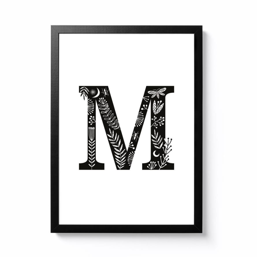 Maggie Magoo Designs A3 Folk Alphabet Letter M Framed Print