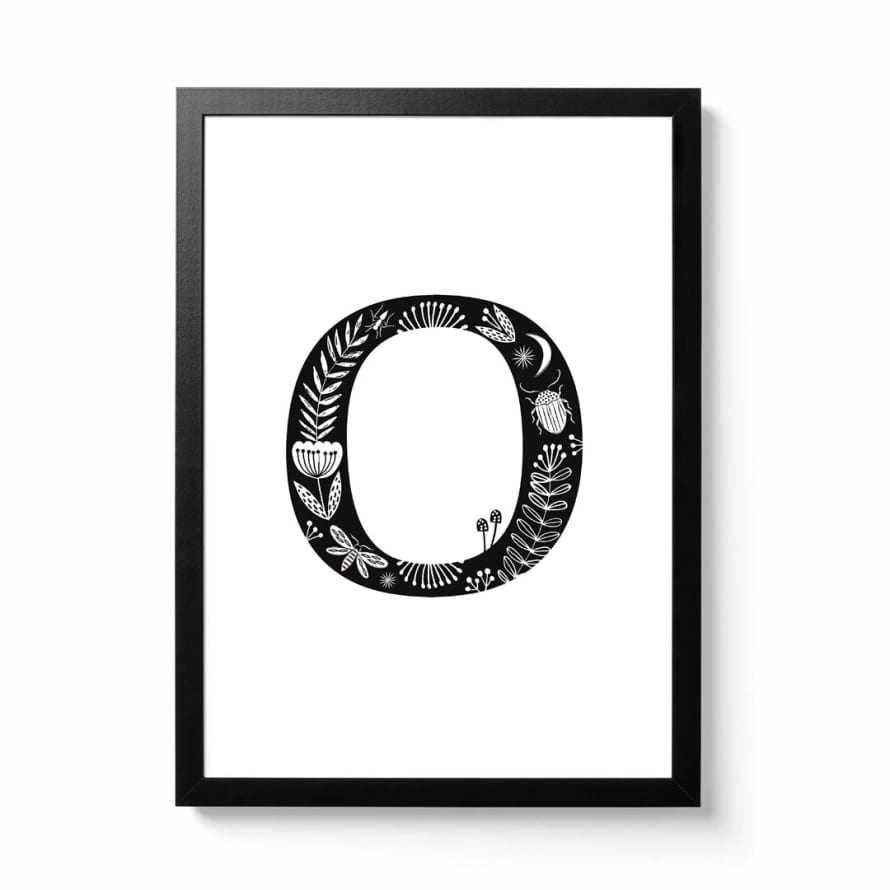 Maggie Magoo Designs A3 Folk Alphabet Letter O Framed Print
