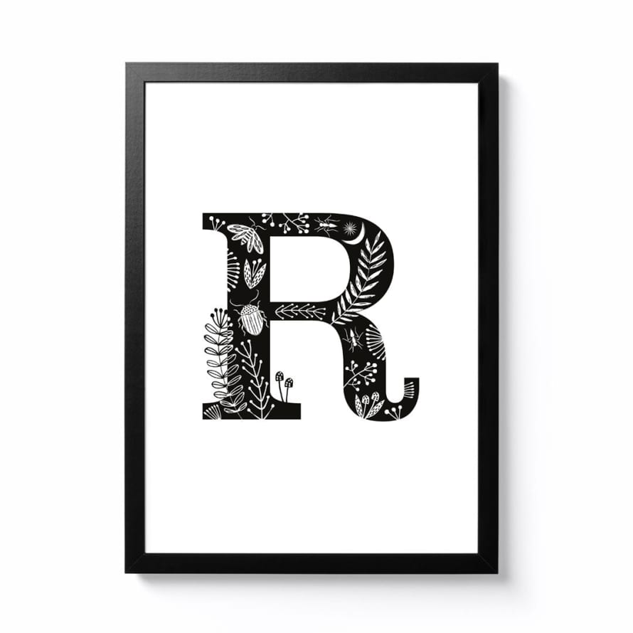 Maggie Magoo Designs A3 Folk Alphabet Letter R Framed Print