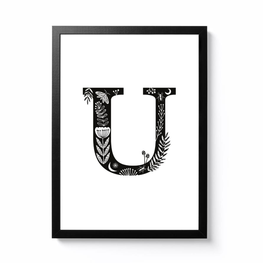 Maggie Magoo Designs A3 Folk Alphabet Letter U Framed Print