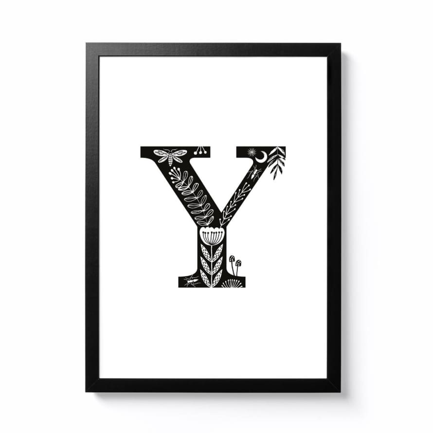 Maggie Magoo Designs A3 Folk Alphabet Letter Y Framed Print
