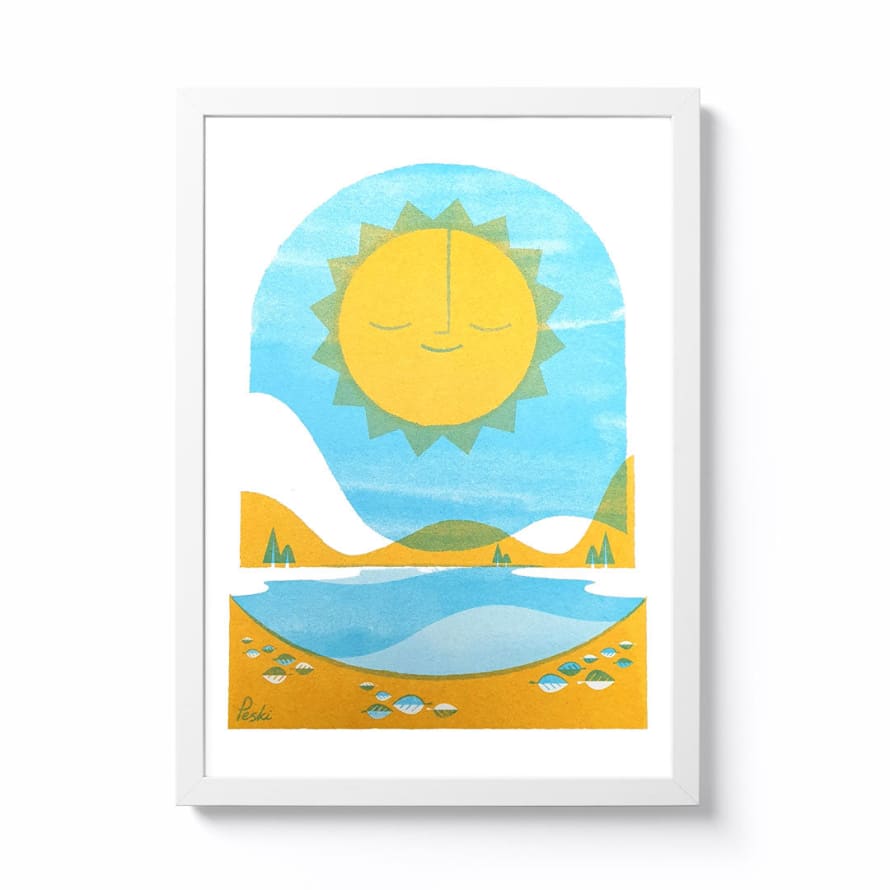 Peski Studio Hello Sunshine A4 Framed Riso Print