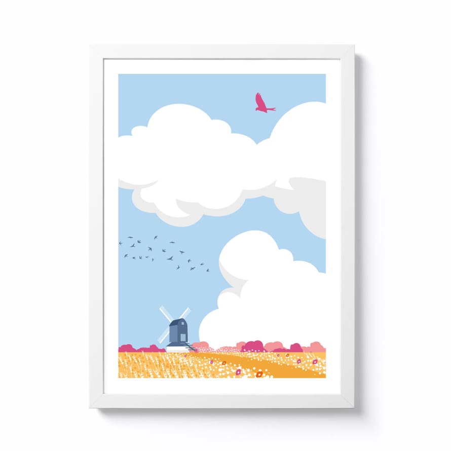 Zoe Mingos A3 Big Skies And Windmill Framed Print