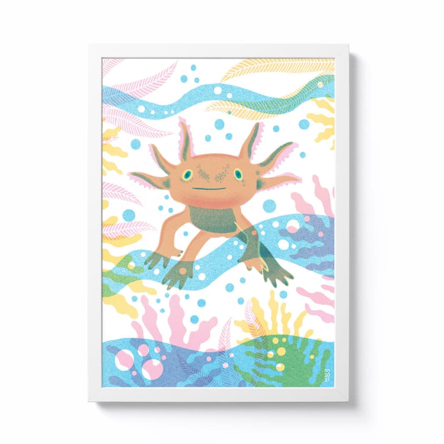 Becky Mann A3 Axolotl Framed Print