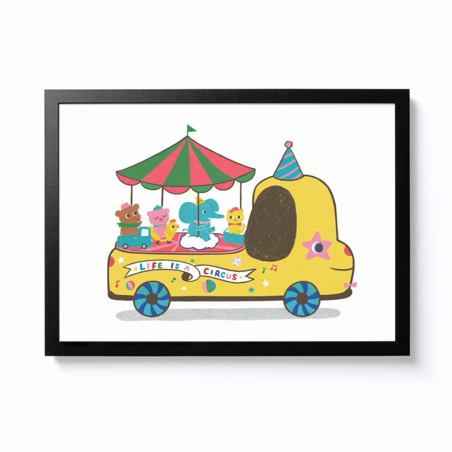 Bel's Art World A3 Circus Truck Framed Print