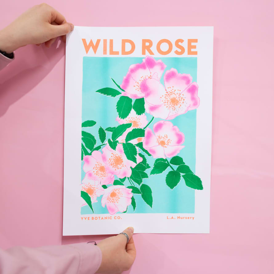 Yve Print Wild Rose Â· A3 Framed Riso Print