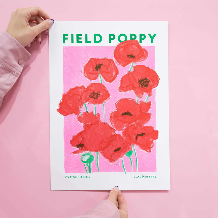 Yve Print Field Poppy Â· A3 Framed Riso Print