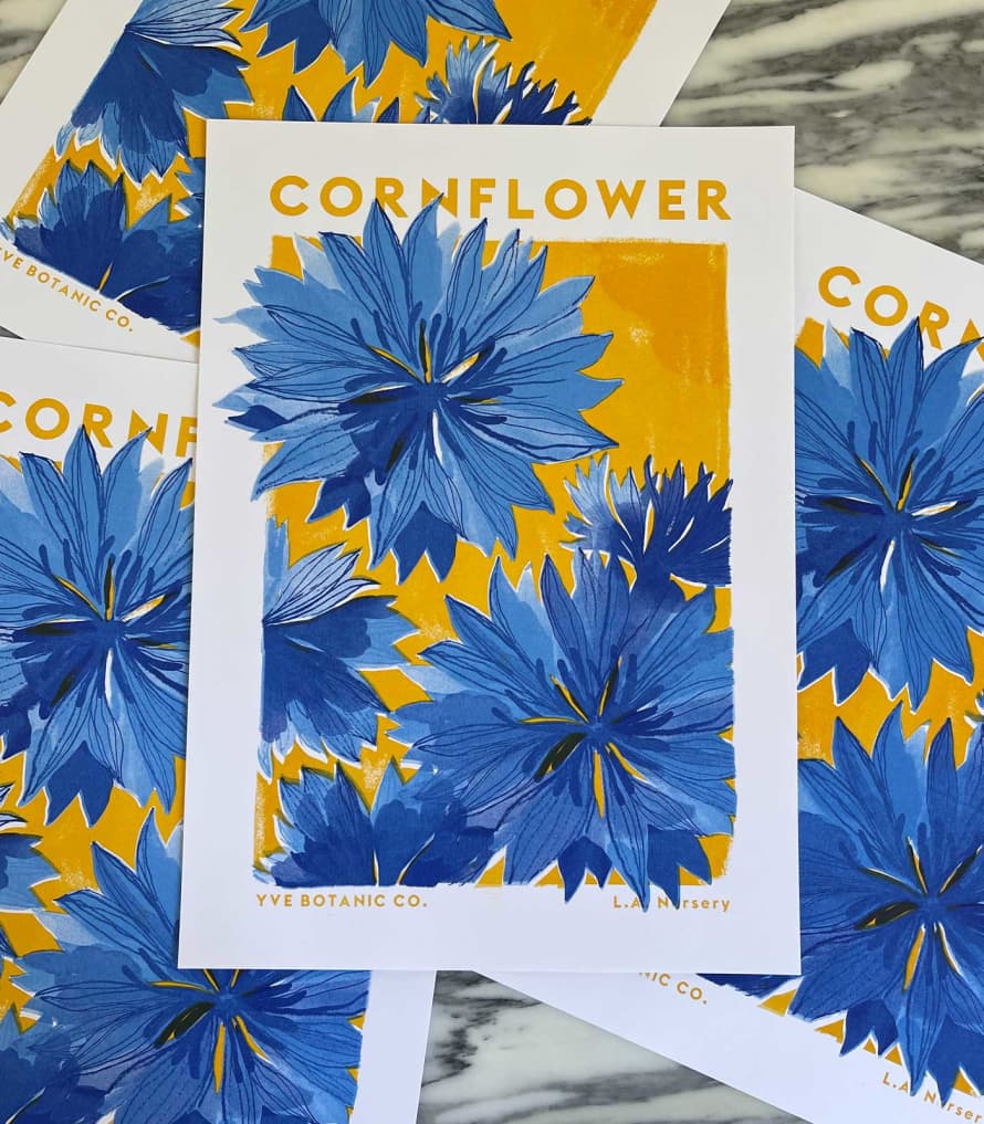 Yve Print Cornflower A3 Framed Riso Print