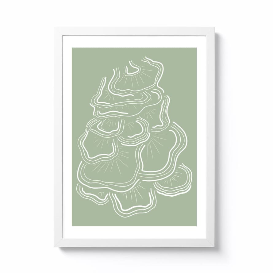Lauren Riley A3 Fungi Green Framed Print