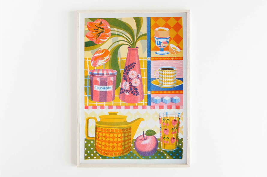 Printer Johnson Teapot & Tulip A3 Framed Riso Print