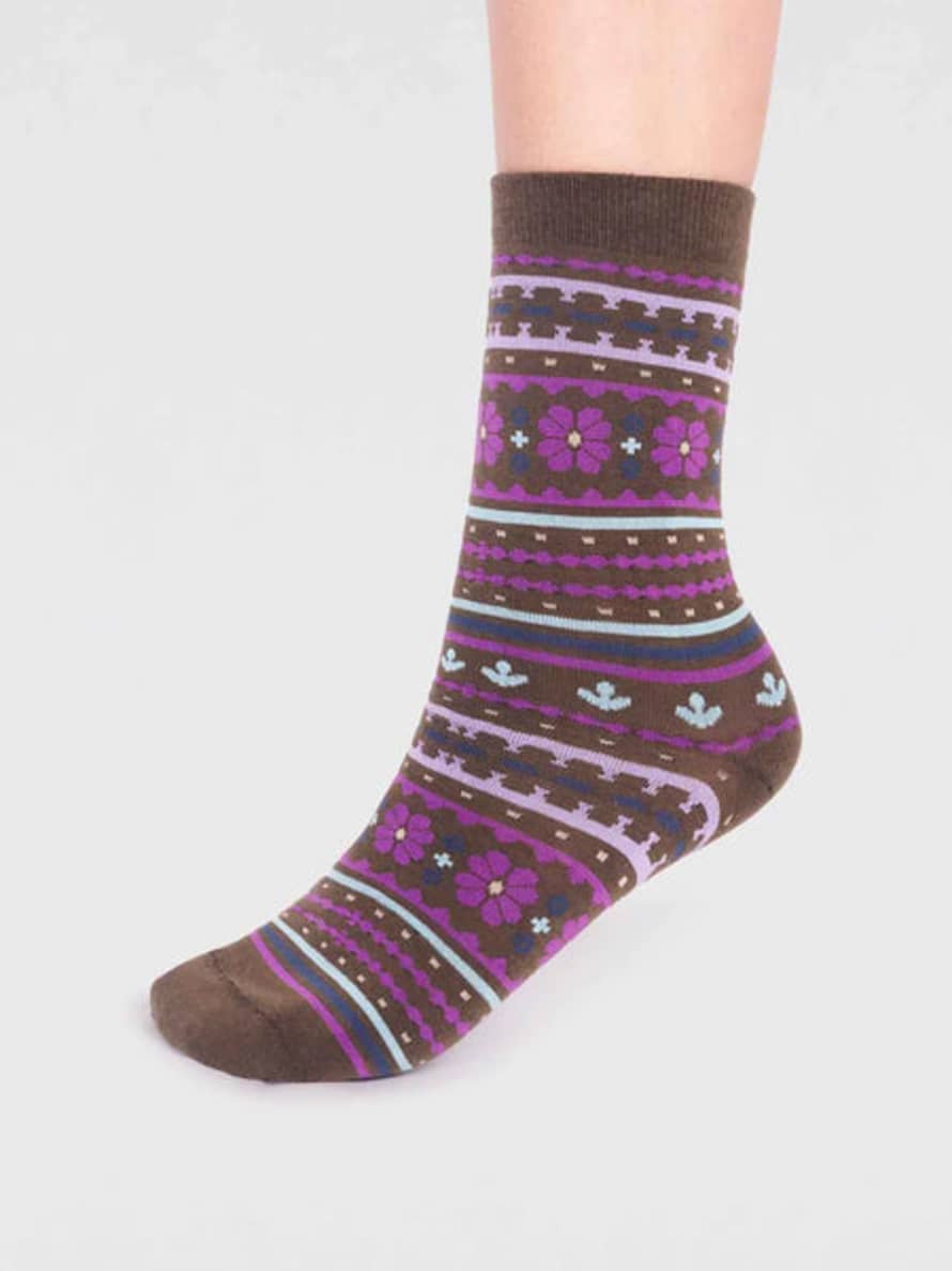 Lark London Thought Women's Waverly Pattern Socks - Moss Green