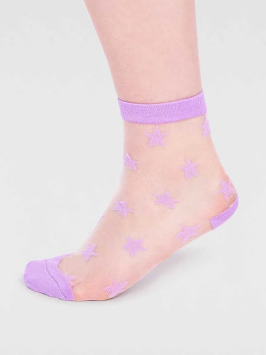 Lark London Thought Women's Astra Star Mesh Socks - Lilac