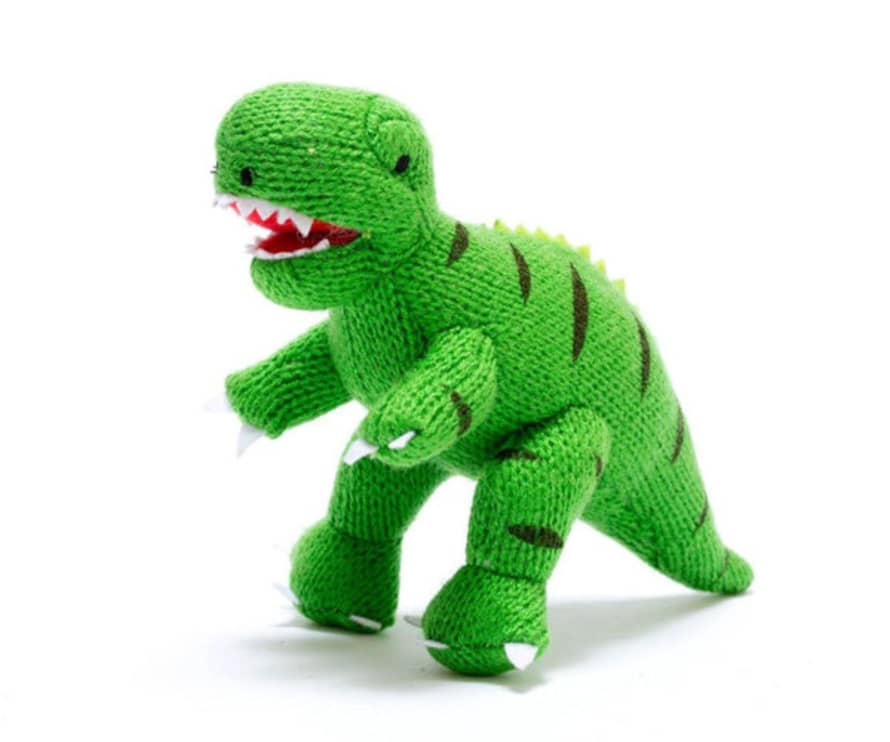 Toby Tiger Knitted Mini Green T Rex Rattle