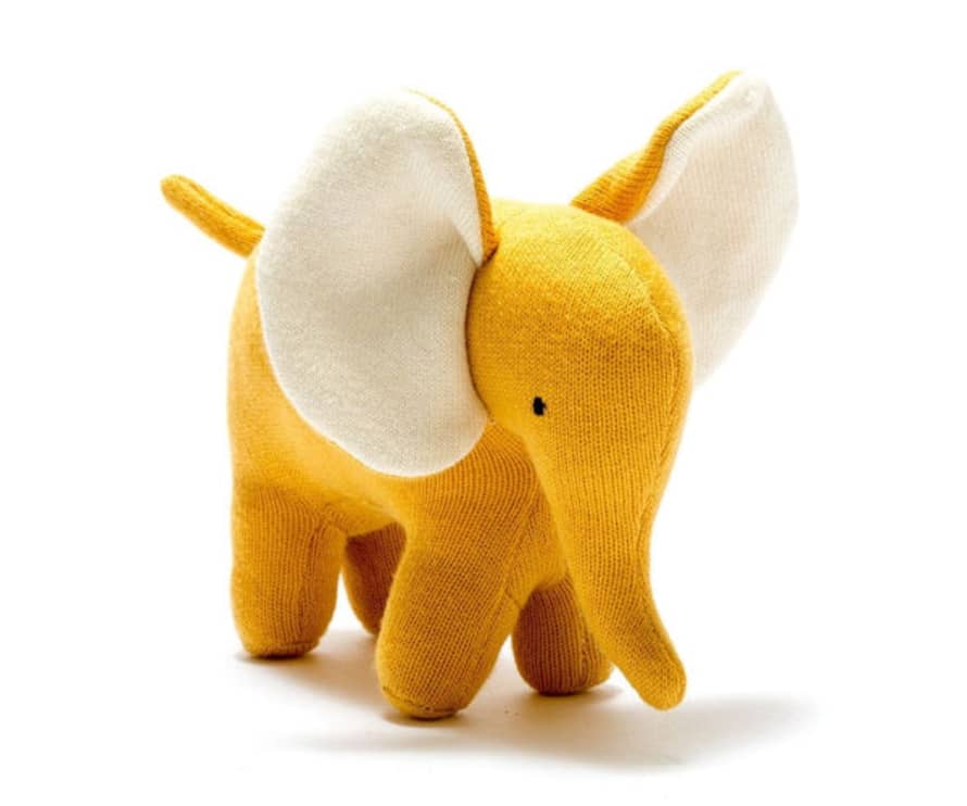 Toby Tiger Baby Ellis Organic Mustard Elephant Soft Toy