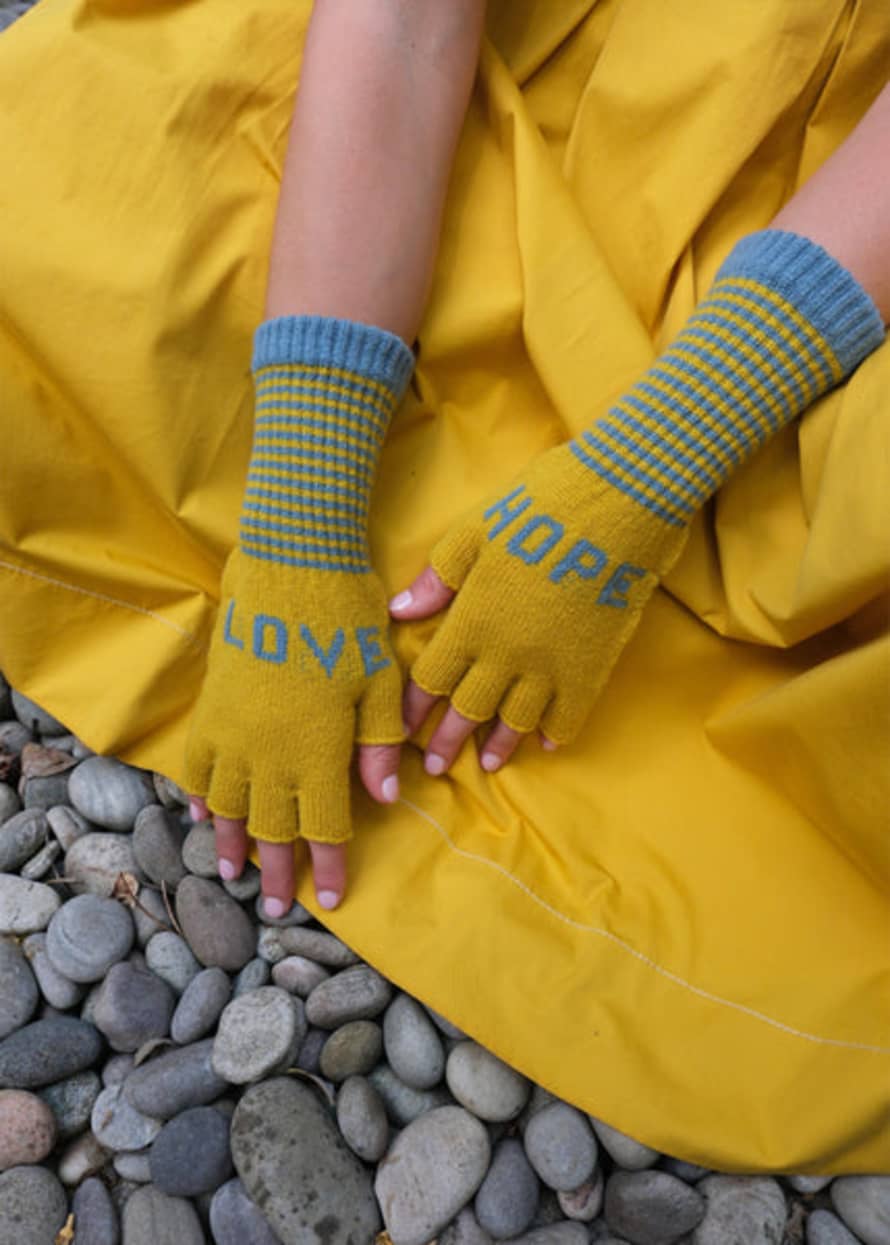 Quinton & Chadwick Yellow/petrol Love Hope Gloves