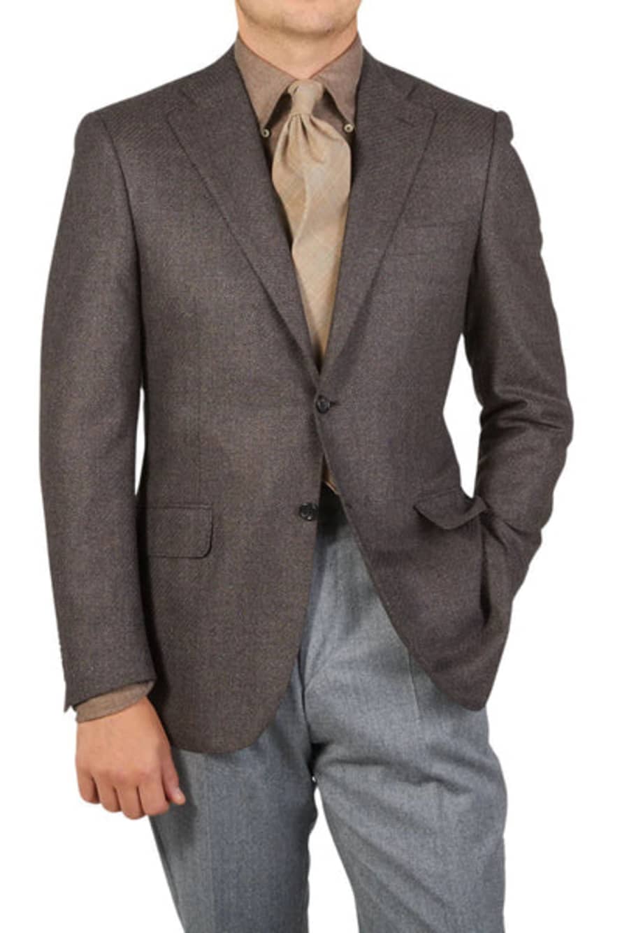 Canali - Briown 2 Button Jacket With Zig-zag Detail Fabric Cu04651.501