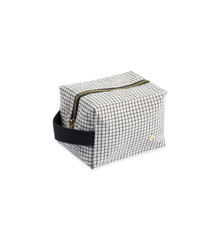 La Cerise Sur Le Gateau Small Cotton Wash Bag, Gustave Caviar Check