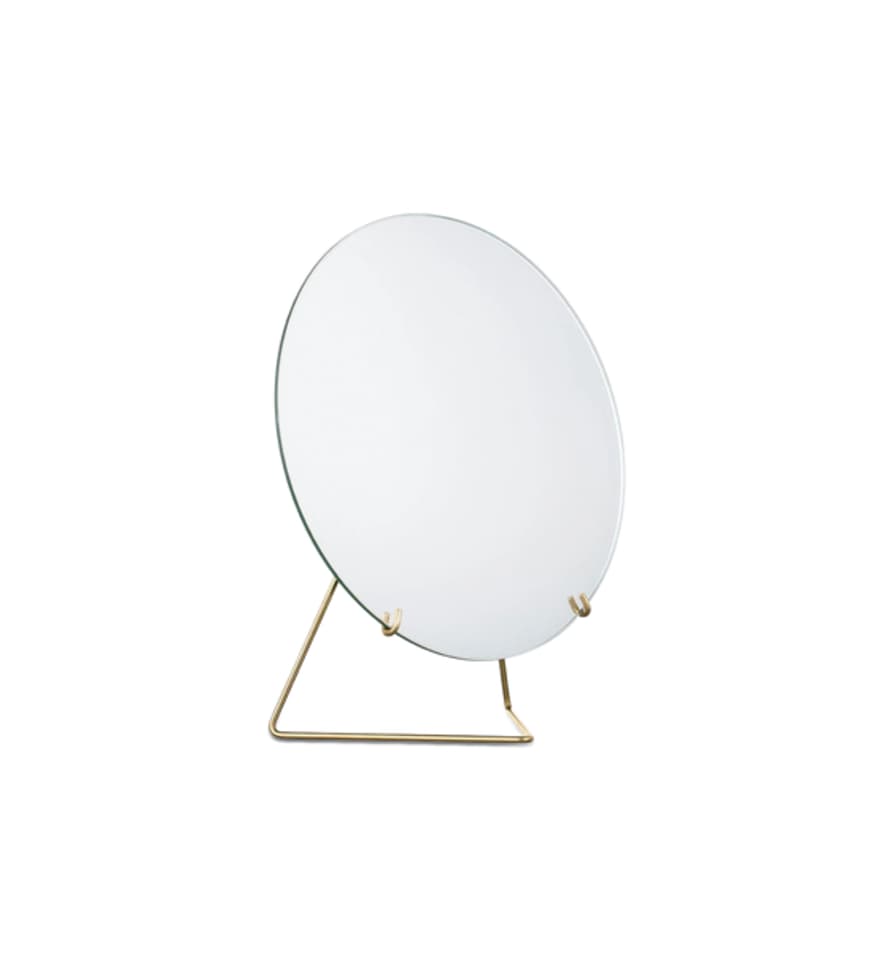 Moebe Minimalist Round Brass Standing Mirror, 20 Cm