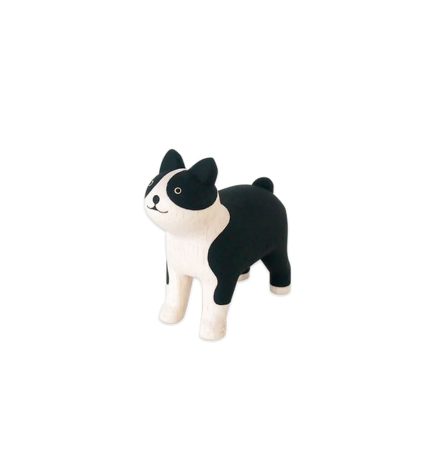 T-lab Polepole White Albizia Wooden Boston Terrier