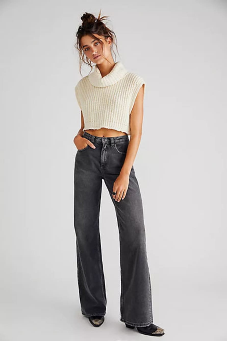 Free People Tinsley Baggy High-rise Jeans - Blowout Black