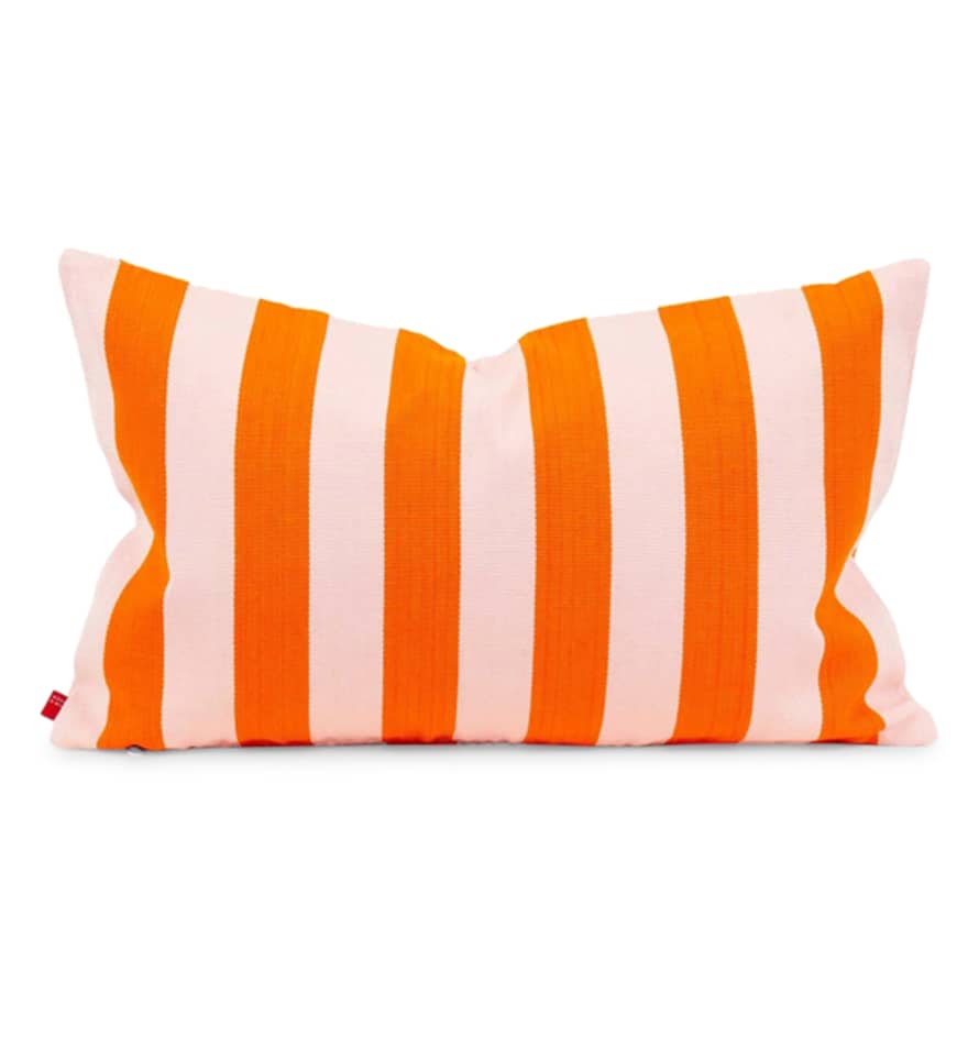 Afroart Carla Striped Cotton Cushion, Orange & Pink