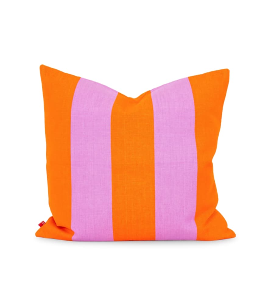 Afroart Fifi Striped Cotton Cushion, Purple & Orange