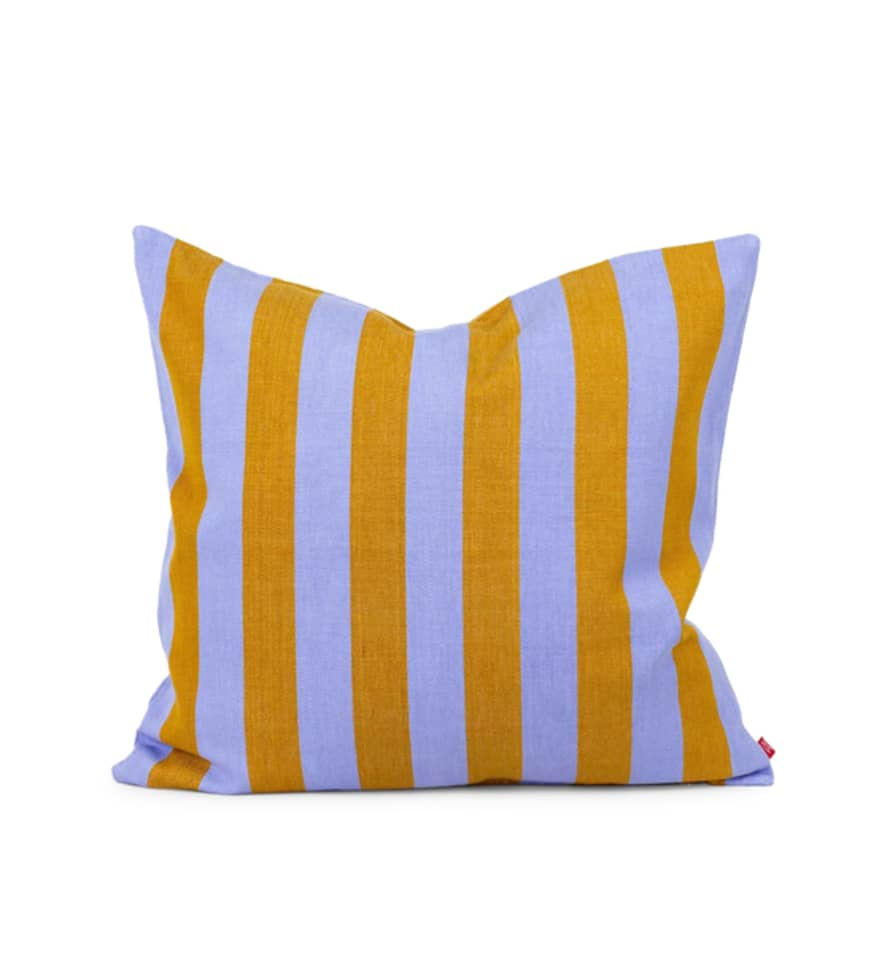 Afroart Emanuela Striped Cotton Cushion, Mustard & Lilac