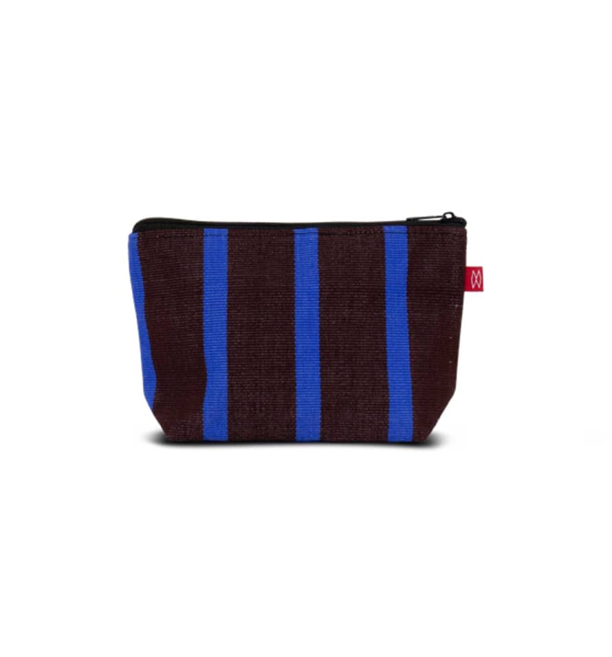 Afroart America Striped Cotton Toiletry Pouch, Blue & Brown