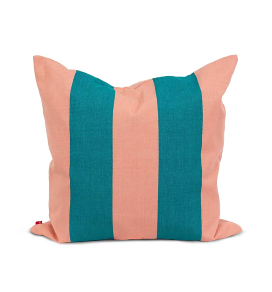 Afroart Fifi Striped Cotton Cushion, Pink & Turquoise